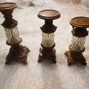 Glass Candle Sticks 3pc bundle